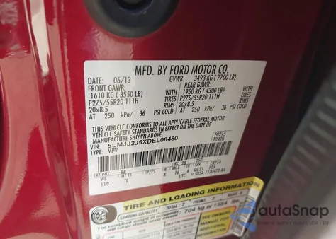 2013 Lincoln Navigator из США, поврежденный, VIN 5LMJJ2J5XDEL08480